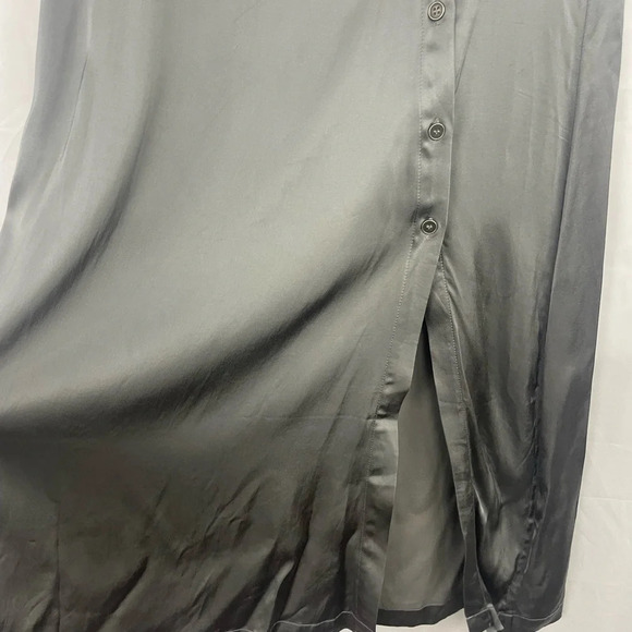 NWT Chaser Silky Shiny Gray Short Sleeve Beck Midi Shirt Dress Size Small - Picture 4 of 8